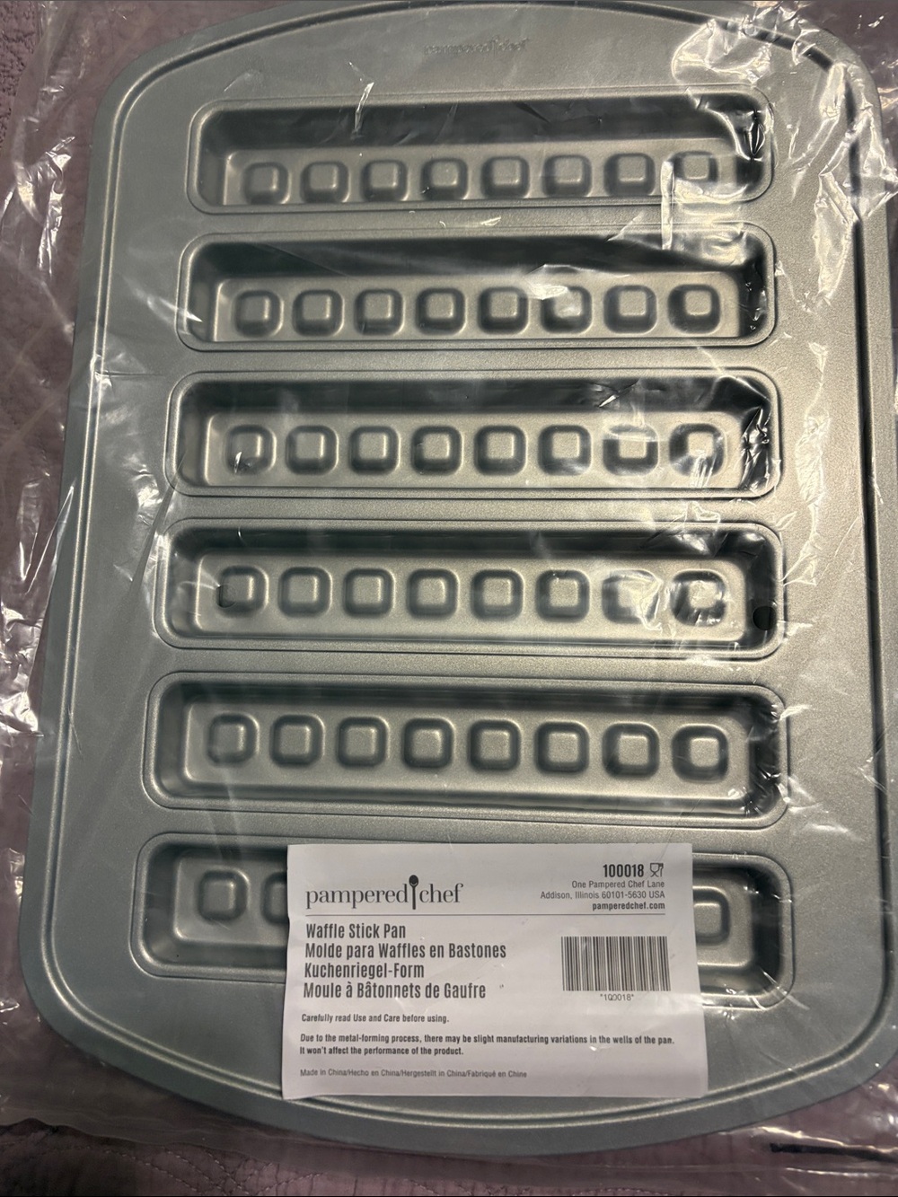 Pampered Chef Silver Waffle Stick Pan with Nonstick Finish-NEW